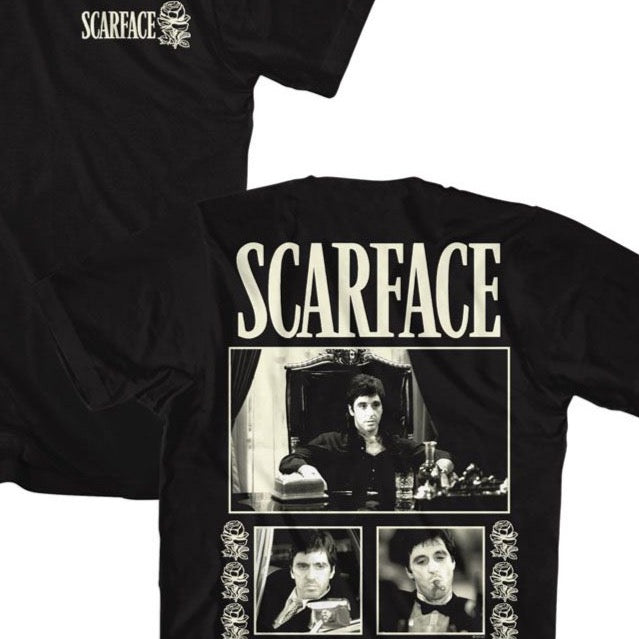 Scarface Three Photos W Roses T-Shirt