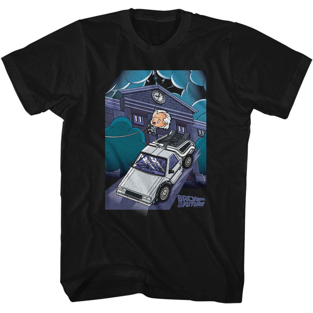 Back To The Future Cartoon Doc and Clock Tower T-Shirt