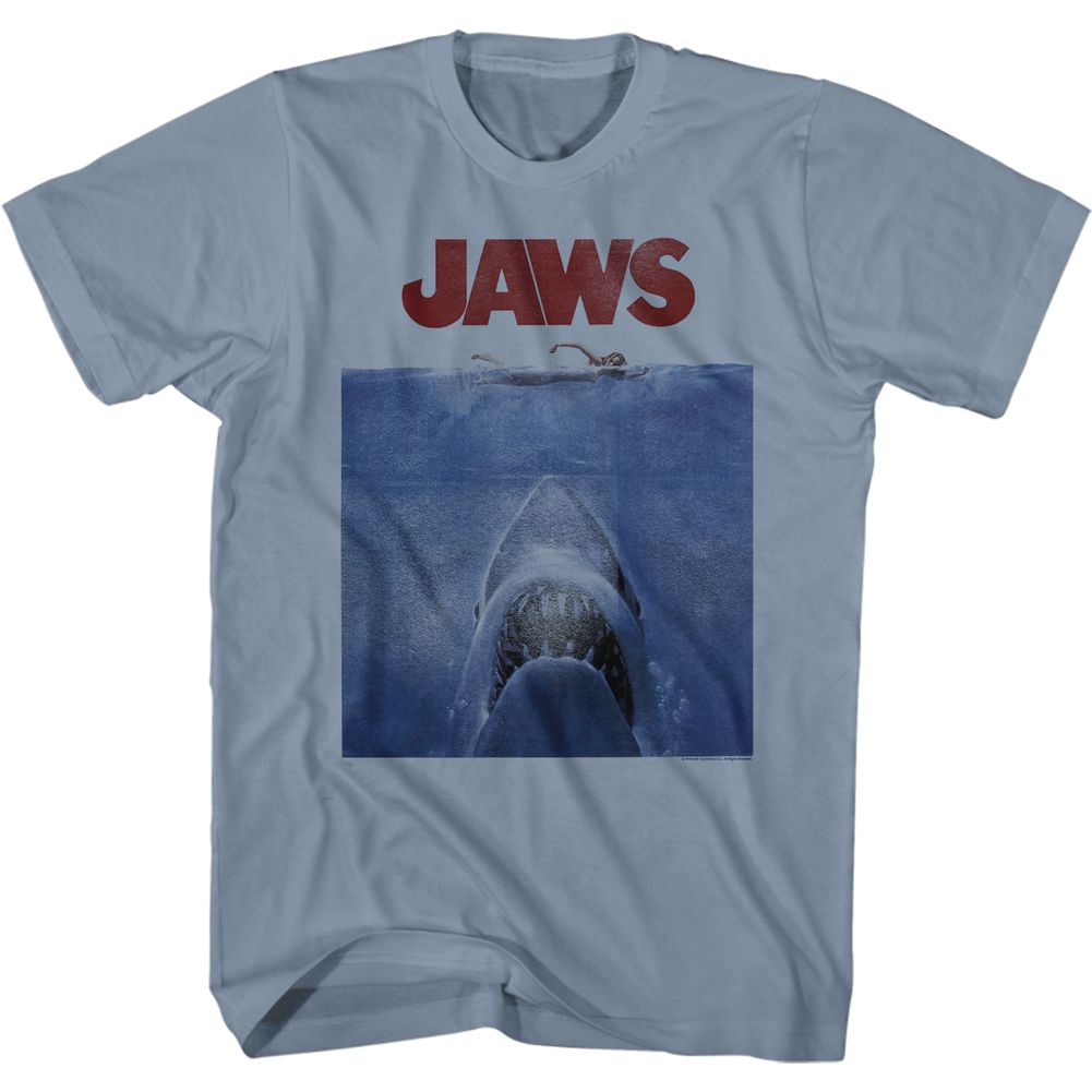 Jaws Poster Blue T-Shirt