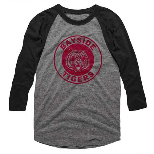 MEN'S SAVED BY THE BELL BAYSIDE TIGERS RAGLAN TEE - Blue Culture Tees