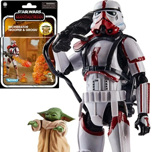 Star Wars The Vintage Collection 3 3/4-Inch Deluxe Incinerator Trooper and Grogu Action Figure Blue Culture Tees