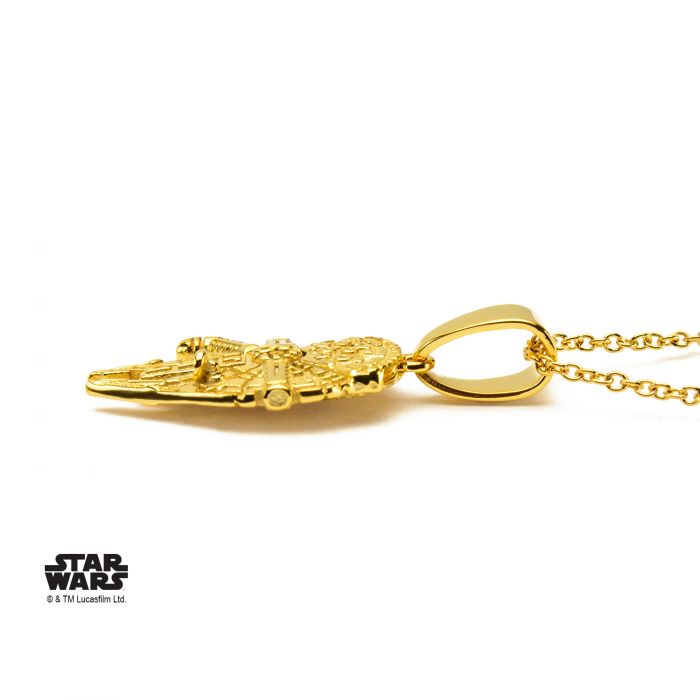 Star Wars Gold Plated Millennium Falcon Pendant Necklace