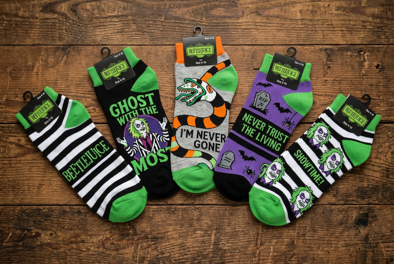 Beetlejuice Ghost With The Most 5 Pair Ankle Socks