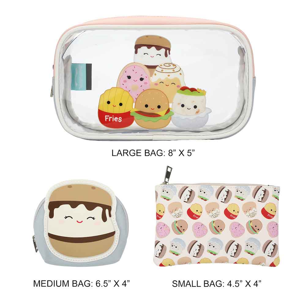 Squishmallows™ Food Squad Travel Cosmetic Bag - Set of 3