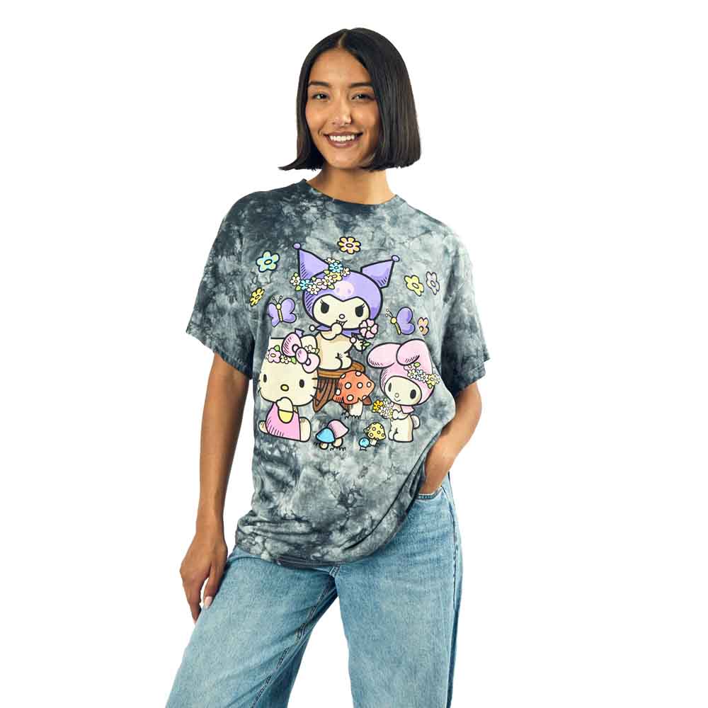 Juniors Hello Kitty & Friends Charcoal Wash Oversized T-Shirt | Blue Culture Tees