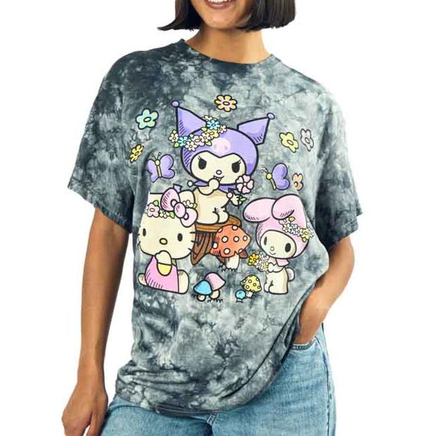 Juniors Hello Kitty & Friends Charcoal Wash Oversized T-Shirt | Blue Culture Tees