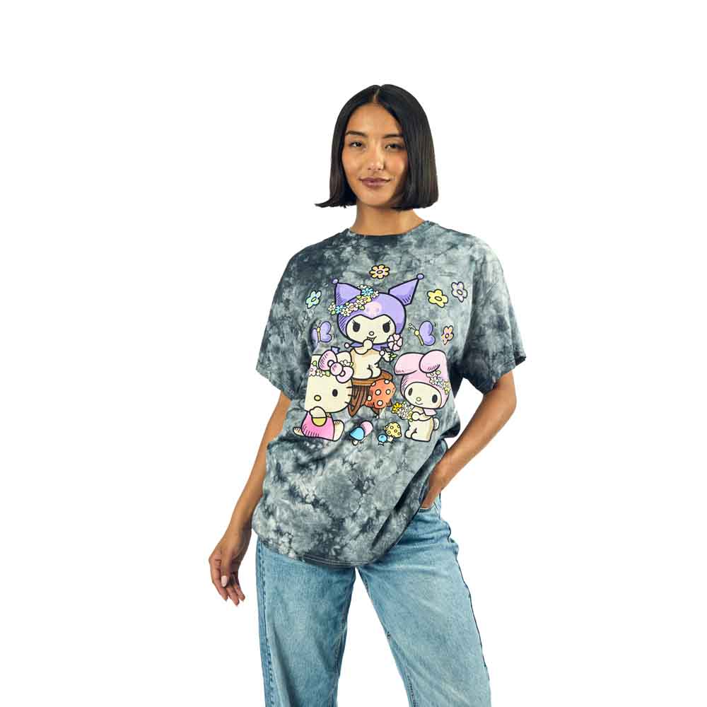 Juniors Hello Kitty & Friends Charcoal Wash Oversized T-Shirt | Blue Culture Tees