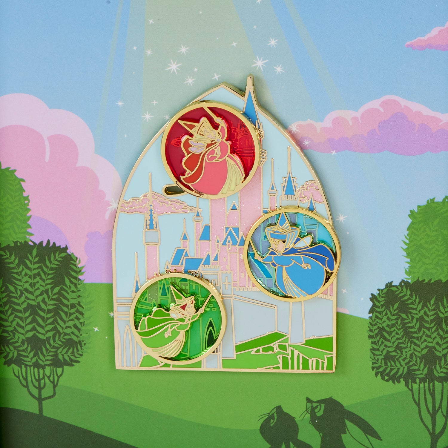 Loungefly Disney Sleeping Beauty Stained Glass Fairies 3 inch Pin