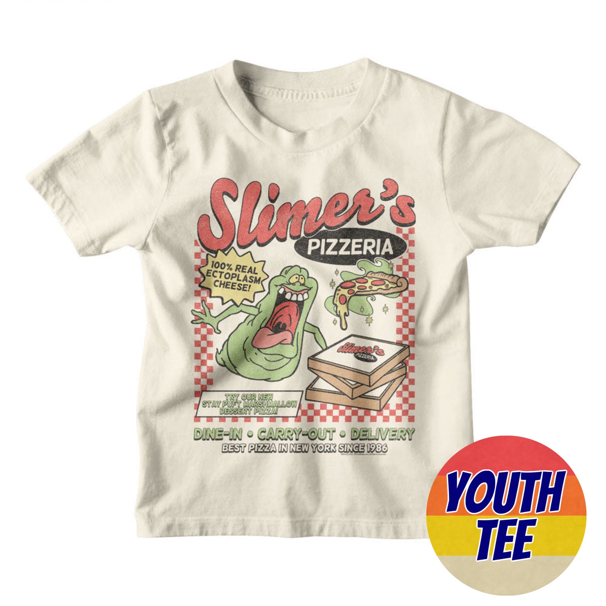 Youth The Real Ghostbusters Slimers Pizzeria T-Shirt | Blue Culture Tees 