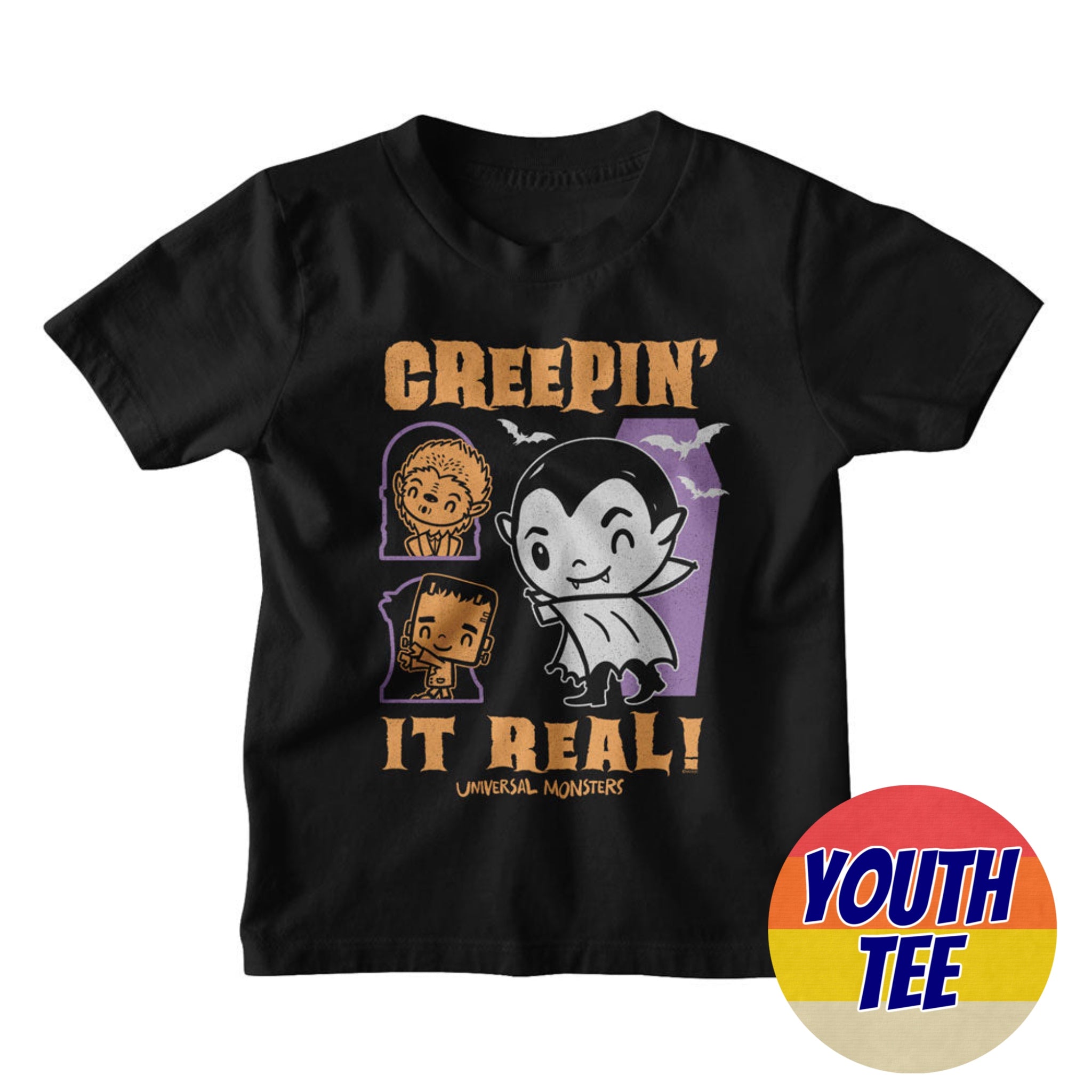 Youth Universal Monsters Creepin It Real T-Shirt | Blue Culture Tees