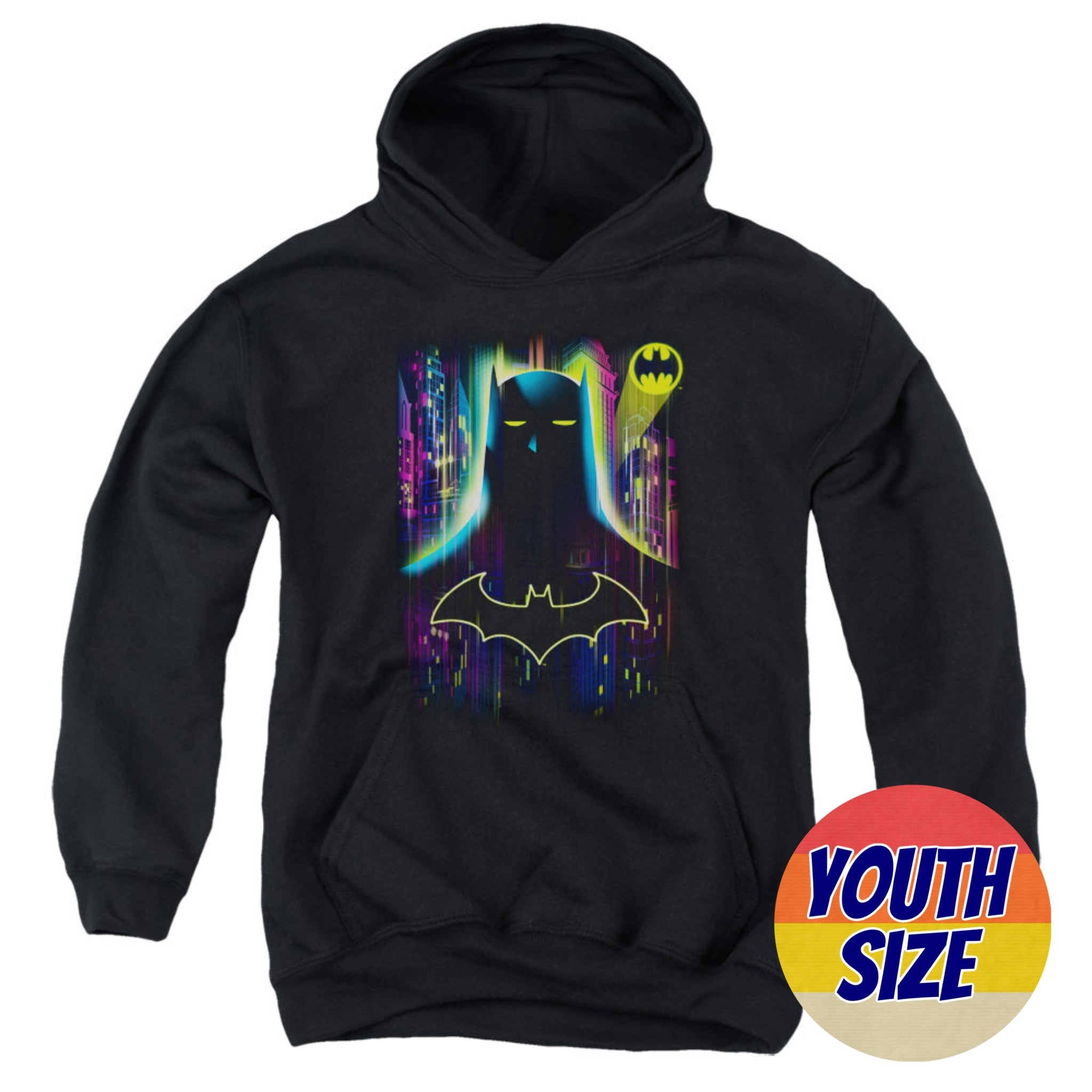 Youth Batman Knight Lights Pullover Hoodie | Blue Culture Tees