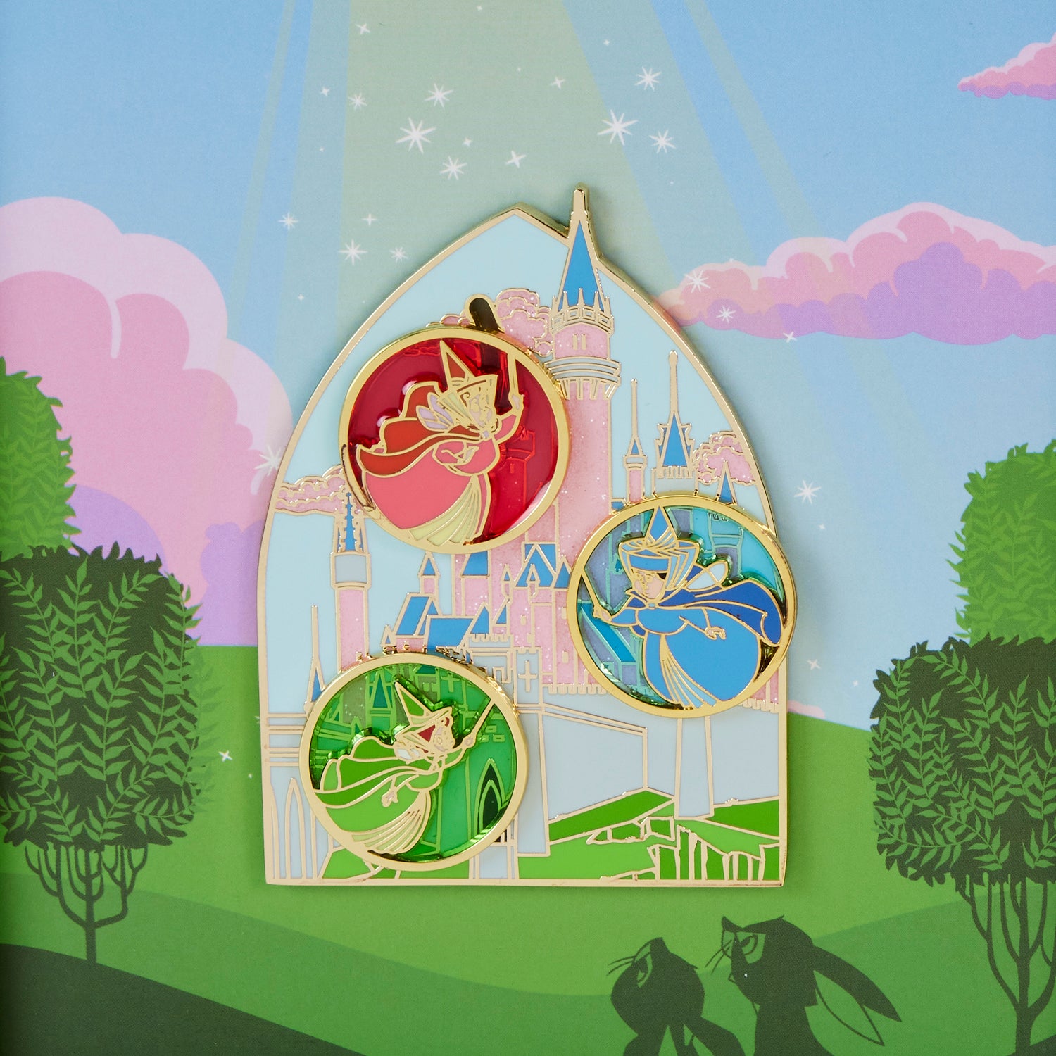 Loungefly Disney Sleeping Beauty Stained Glass Fairies 3" Limited Edition Collector Box Pin