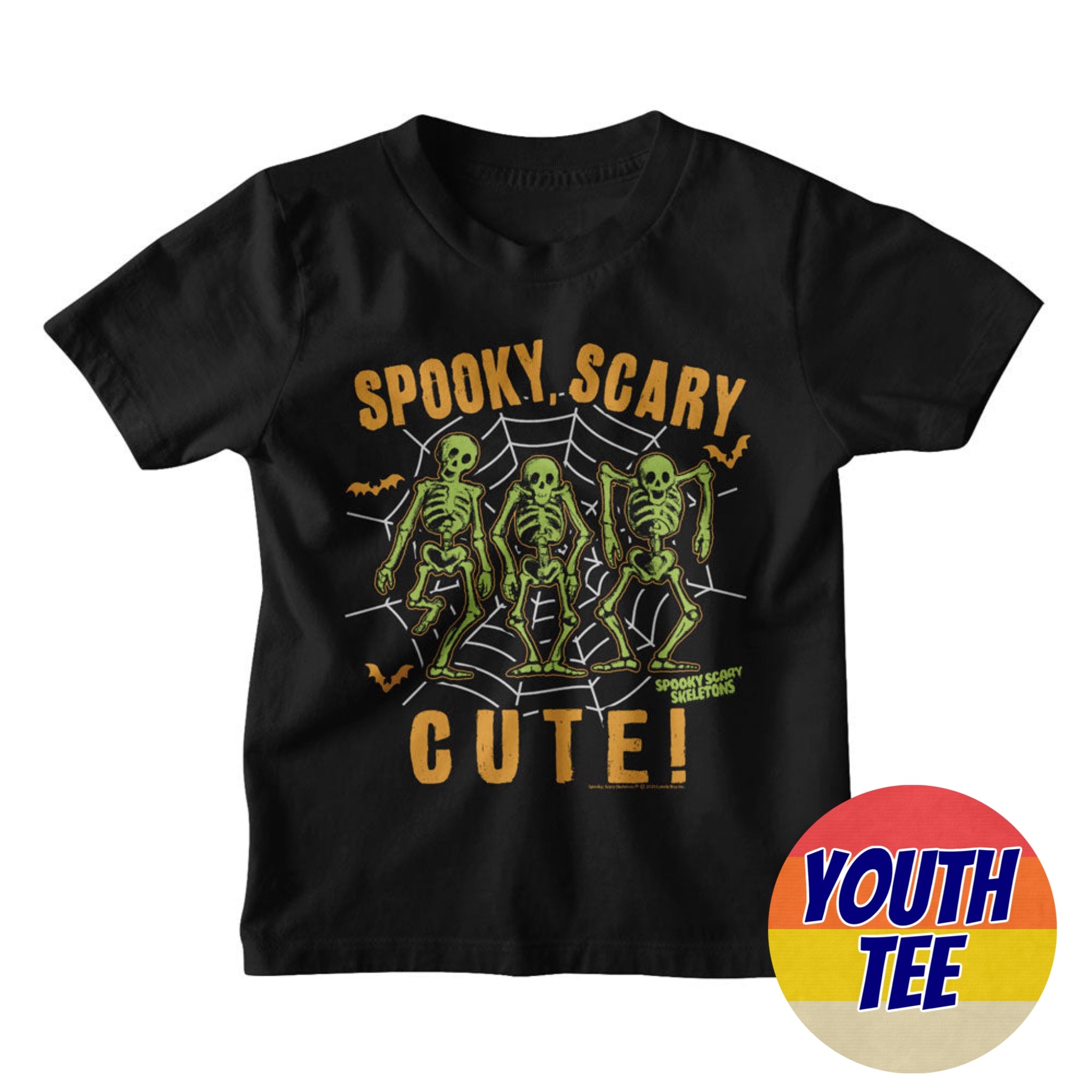 Youth Spooky Scary Skeletons Scary Cute T-Shirt | Blue Culture Tees