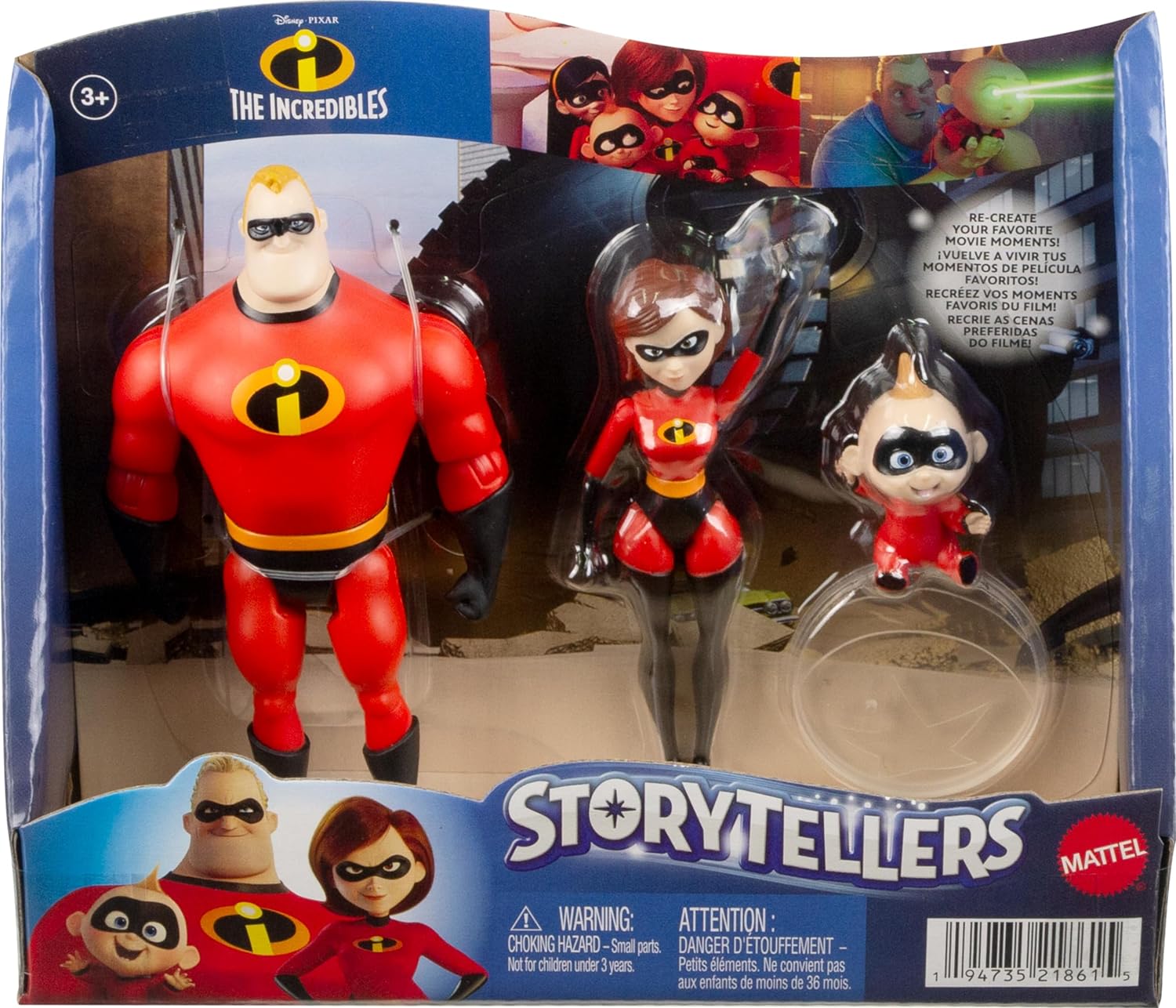 Disney Pixar The Incredibles Storytellers Mr. Incredible, Elastigirl & Jack-Jack Action Figure Set