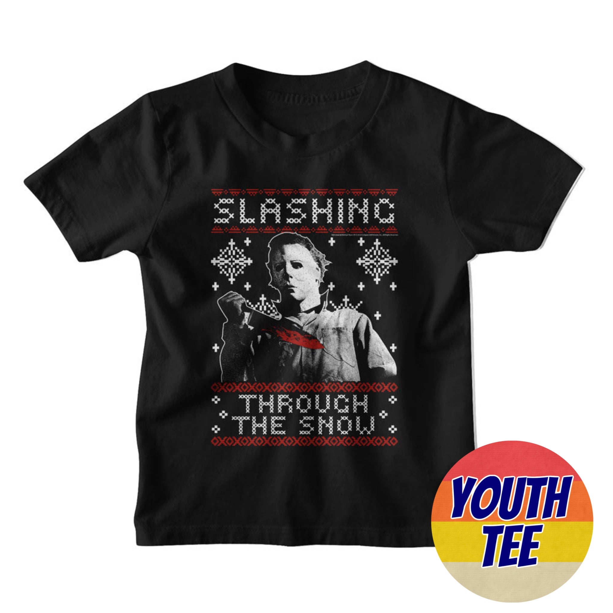 Youth Halloween Slashing Thru The Snow T-Shirt | Blue Culture Tees