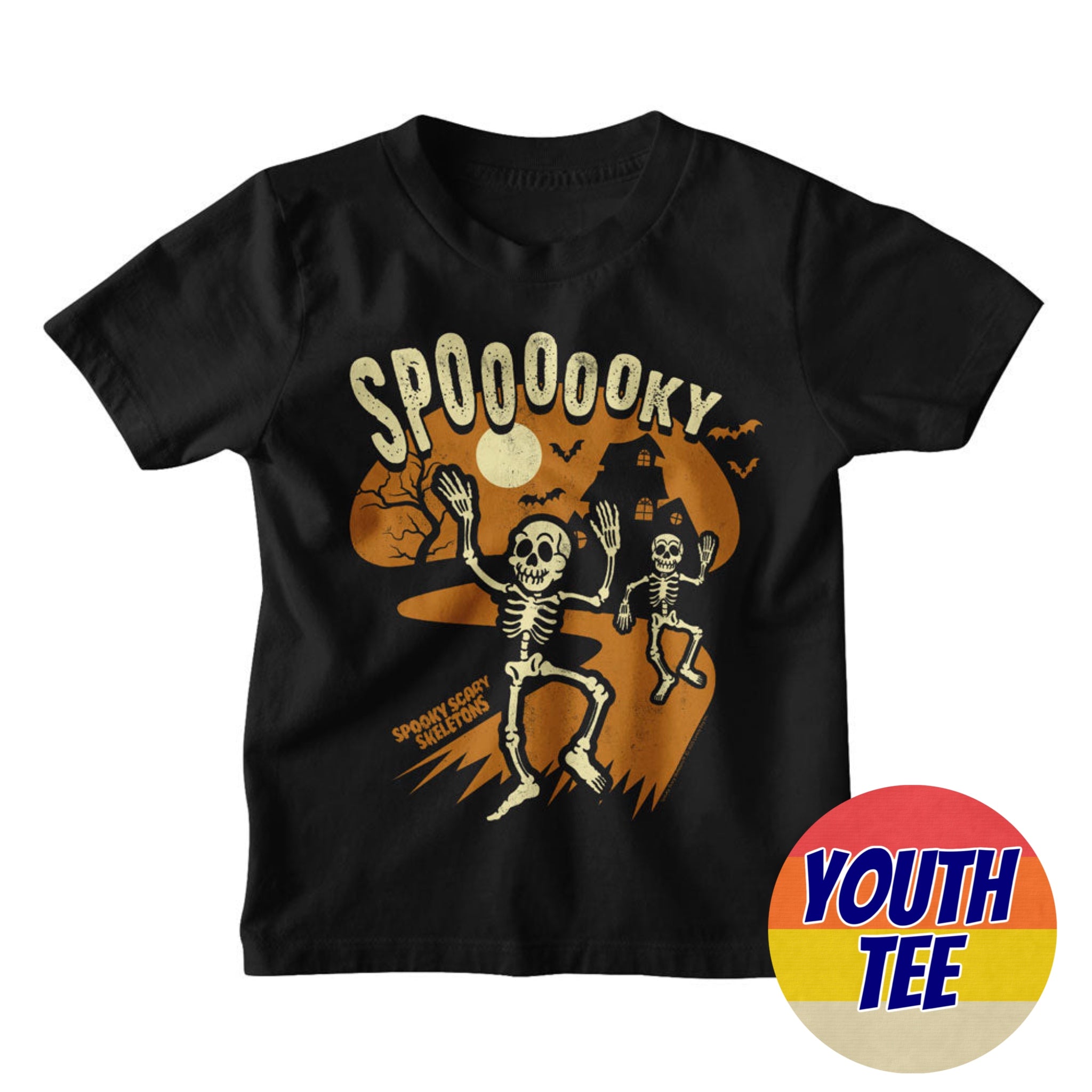 Youth Spooky Scary Skeletons Spooky Path T-Shirt | Blue Culture Tees