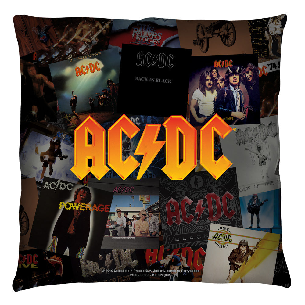 ACDC Albums Throw Pillow | Blue Culture Tees