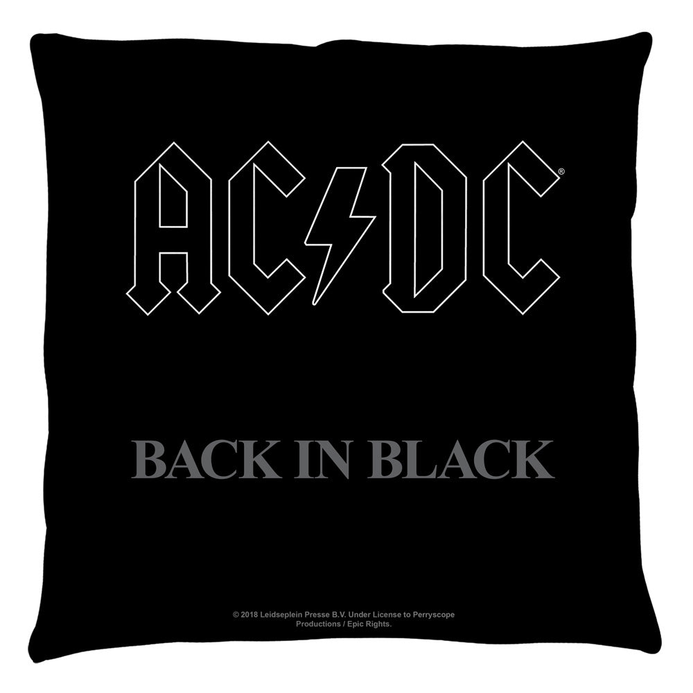 ACDC Back In Black Cover Throw Pillow | Blue Culture Tees