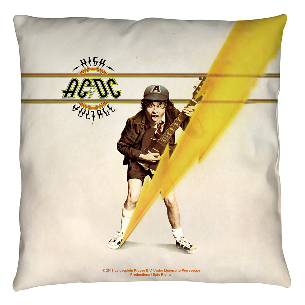 ACDC High Voltage Cover Throw Pillow | Blue Culture Tees