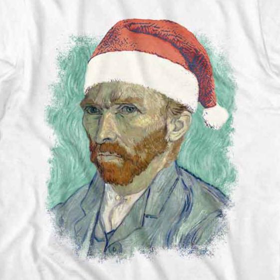 Art Gallery Van Gogh In Santa Hat T-Shirt | Blue Culture Tees