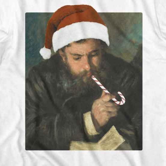 Art Gallery Monet By Renoir In Santa Hat T-Shirt | Blue Culture Tees