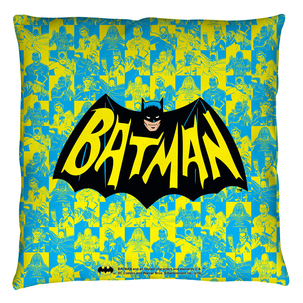 Batman Classic TV Show Logo Throw Pillow | Blue Culture Tees