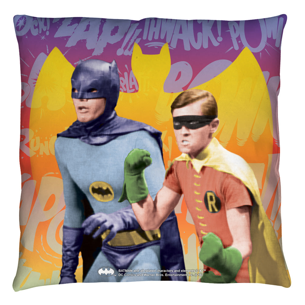 Batman Biff Bang Pow Throw Pillow | Blue Culture Tees