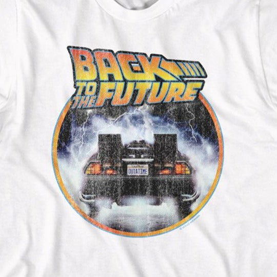 Back To The Future Logo And Car Circle T-Shirt