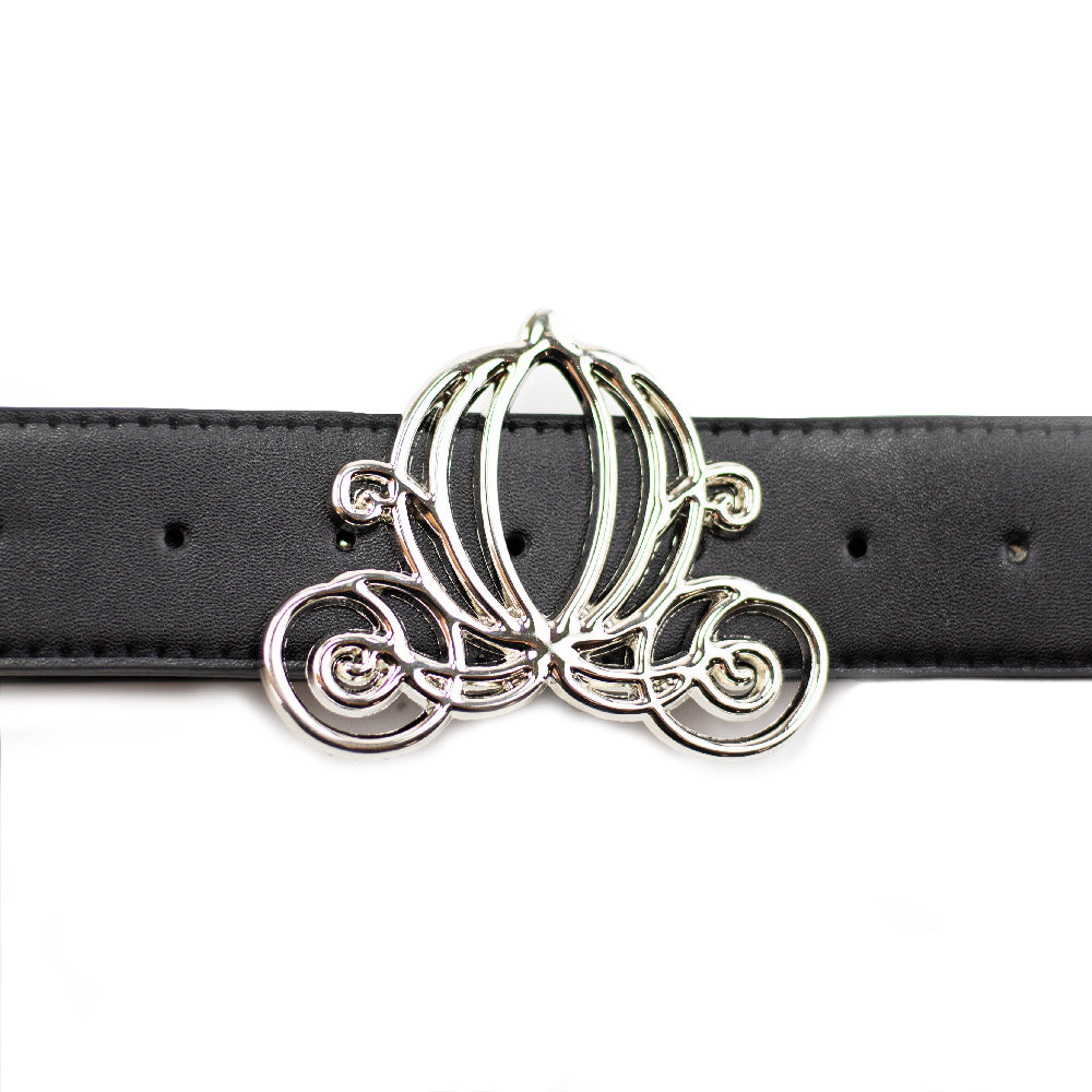 Disney Cinderella Carriage Silver Cast Buckle PU Strap Belt | Blue Culture Tees