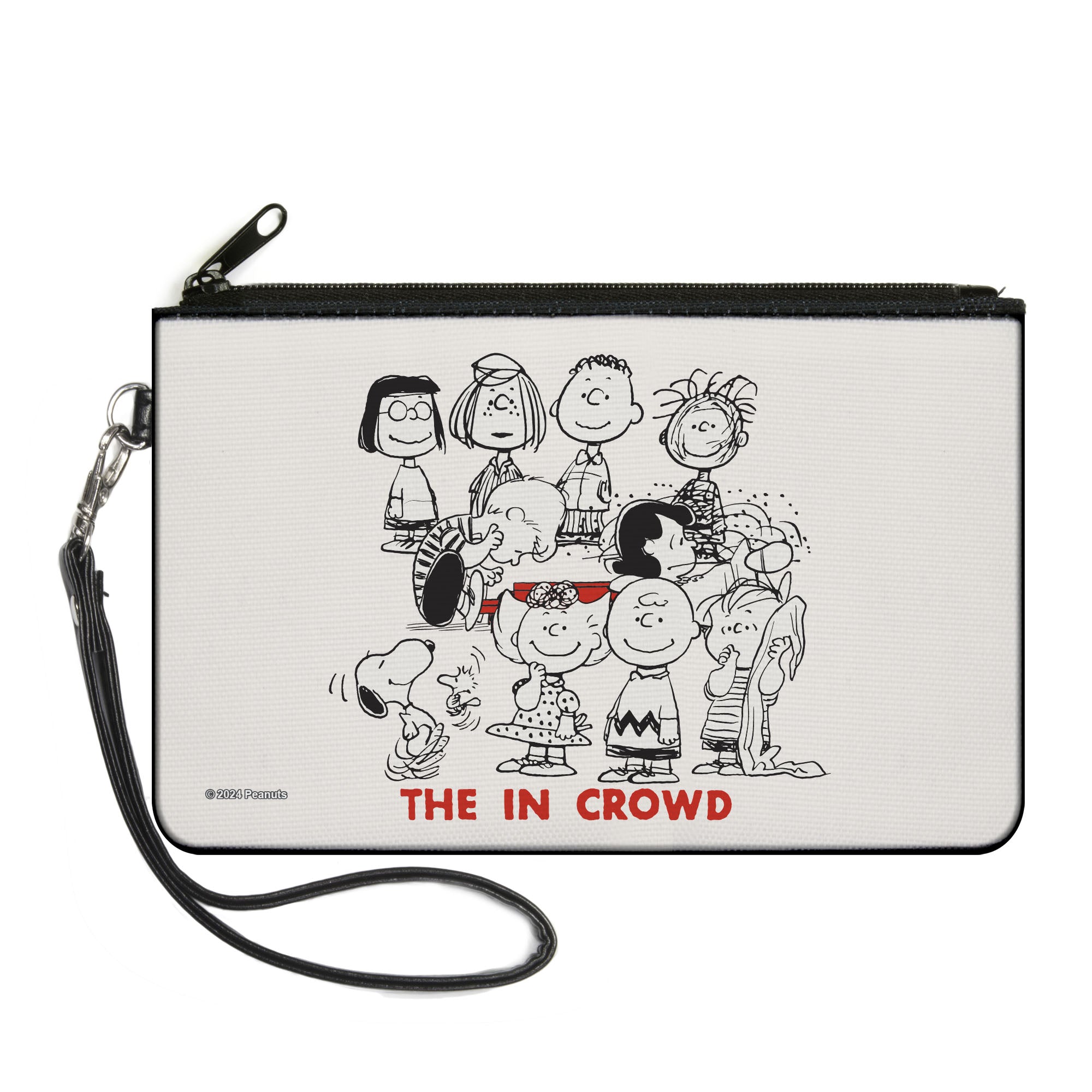 Canvas Zipper Wallet - LARGE - Peanuts Gang THE IN CROWD Group Pose White/Black/Red