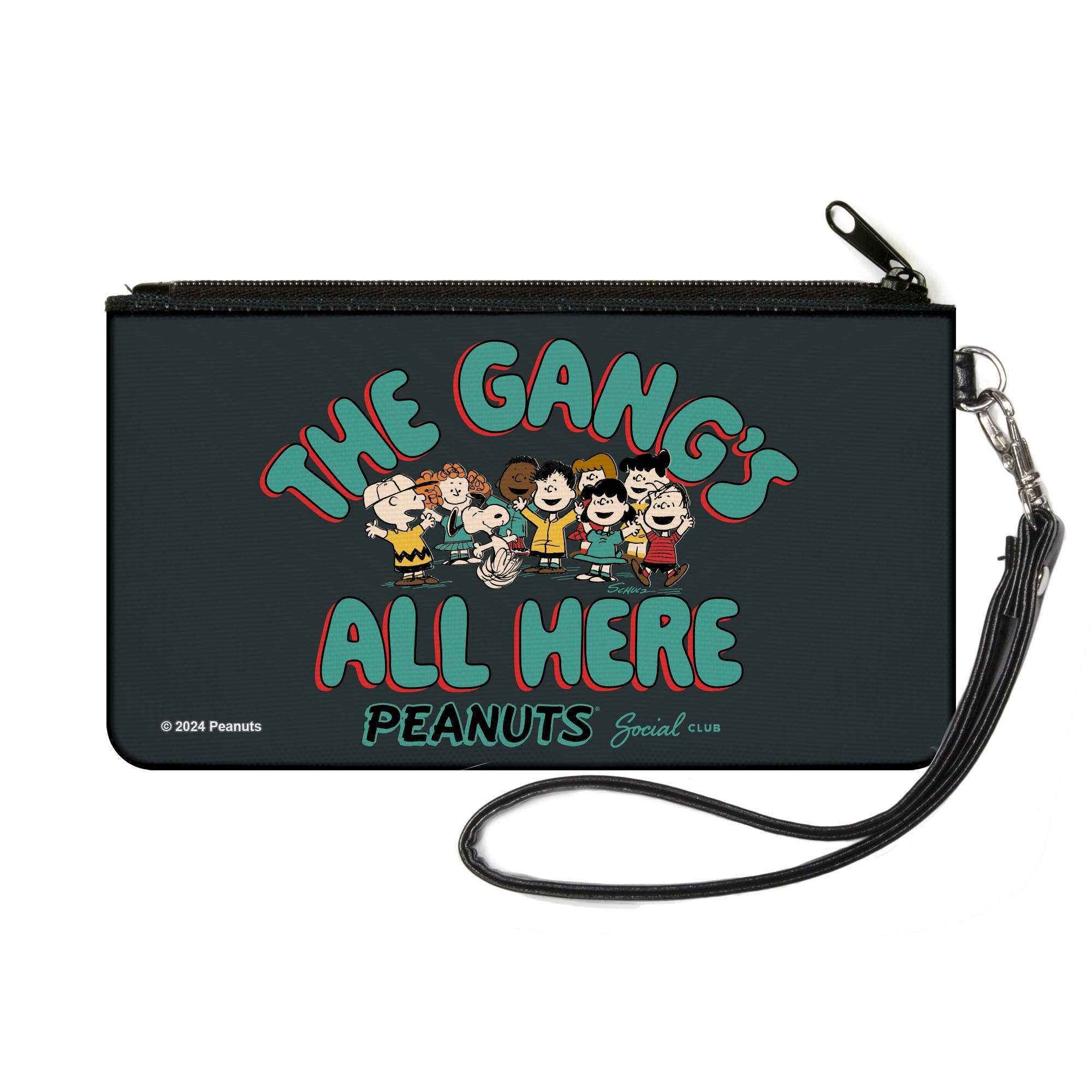 Canvas Zipper Wallet - SMALL - Peanuts Gang THE GANG'S ALL HERE Group Pose Black/Blue