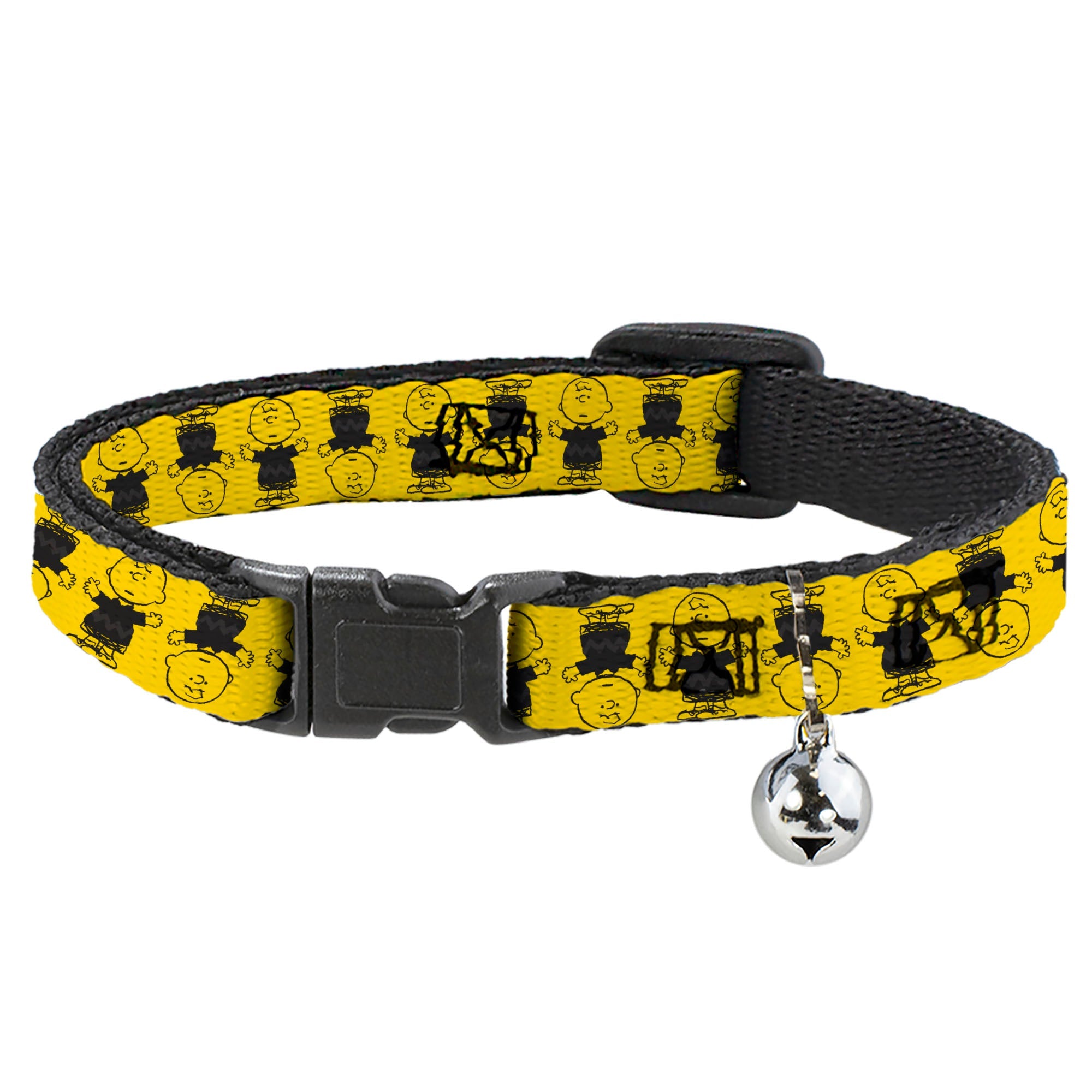 Breakaway Cat Collar with Bell - Peanuts Charlie Brown Pose Flip Yellow/Black