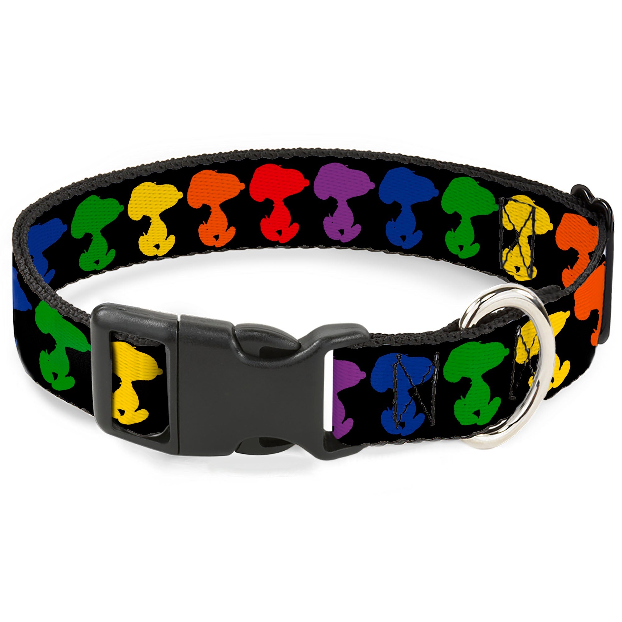 Plastic Clip Collar - Peanuts Snoopy Silhoutte Pose Black/Rainbow Multi Color