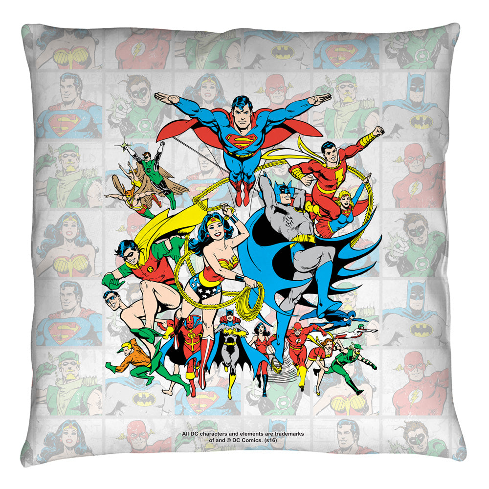 DC Comics Classic Squares Throw Pillow | Blue Culture Tees