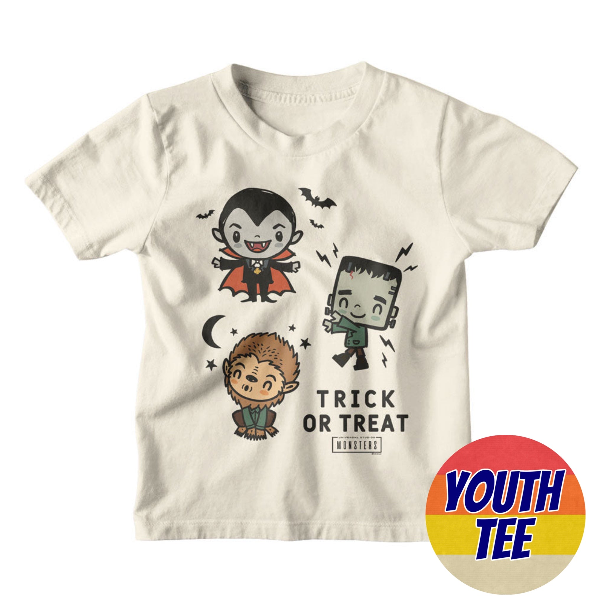 Youth Universal Monsters Chibi Trick or Treat T-Shirt | Blue Culture Tees