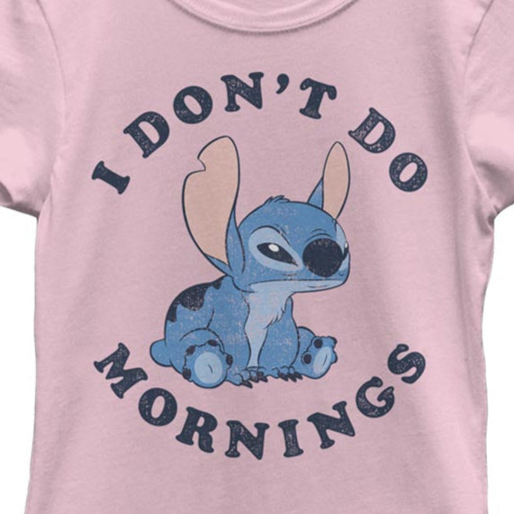 Girl's Disney Stitch Mornings T-Shirt | Blue Culture Tees