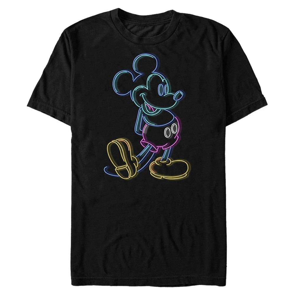 Disney Bright Neon Mickey Mouse Outline T-Shirt | Blue Culture Tees