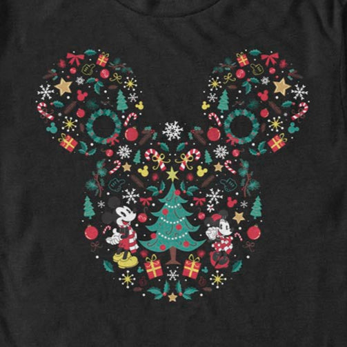 Disney Christmas Mickey Silhouette T-Shirt | Blue Culture Tees