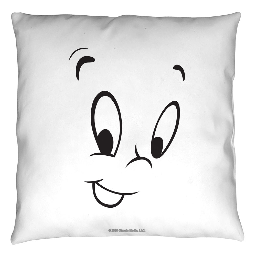 Casper The Friendly Ghost Face Throw Pillow | Blue Culture Tees