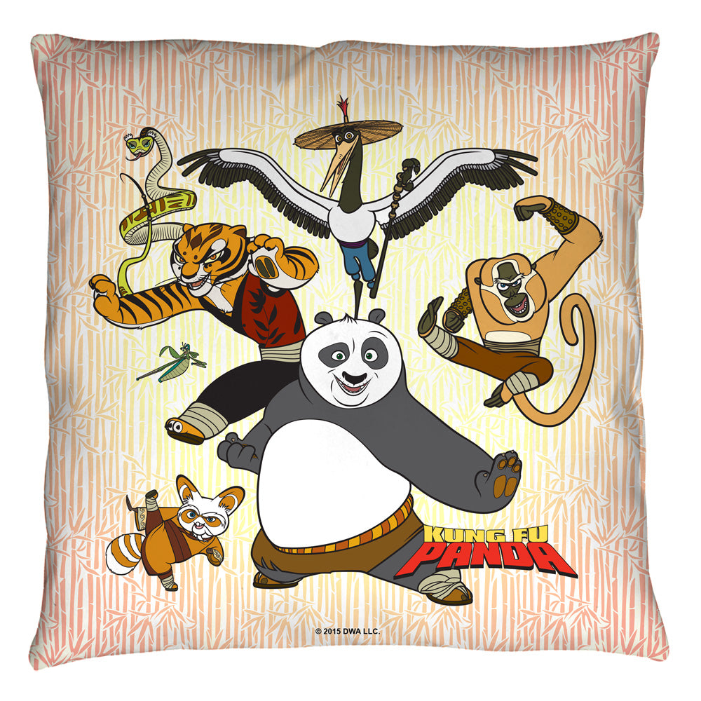 Kung Fu Panda Group Throw Pillow | Blue Culture Tees