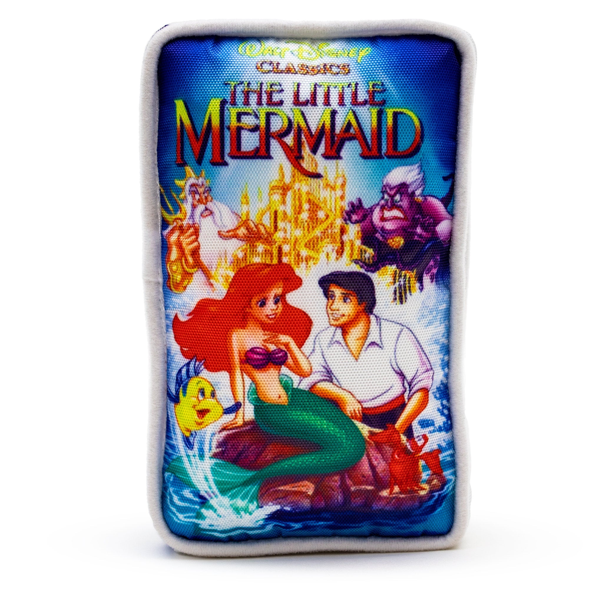 Disney The Little Mermaid VHS Tape Replica Plush Squeaker Dog Toy