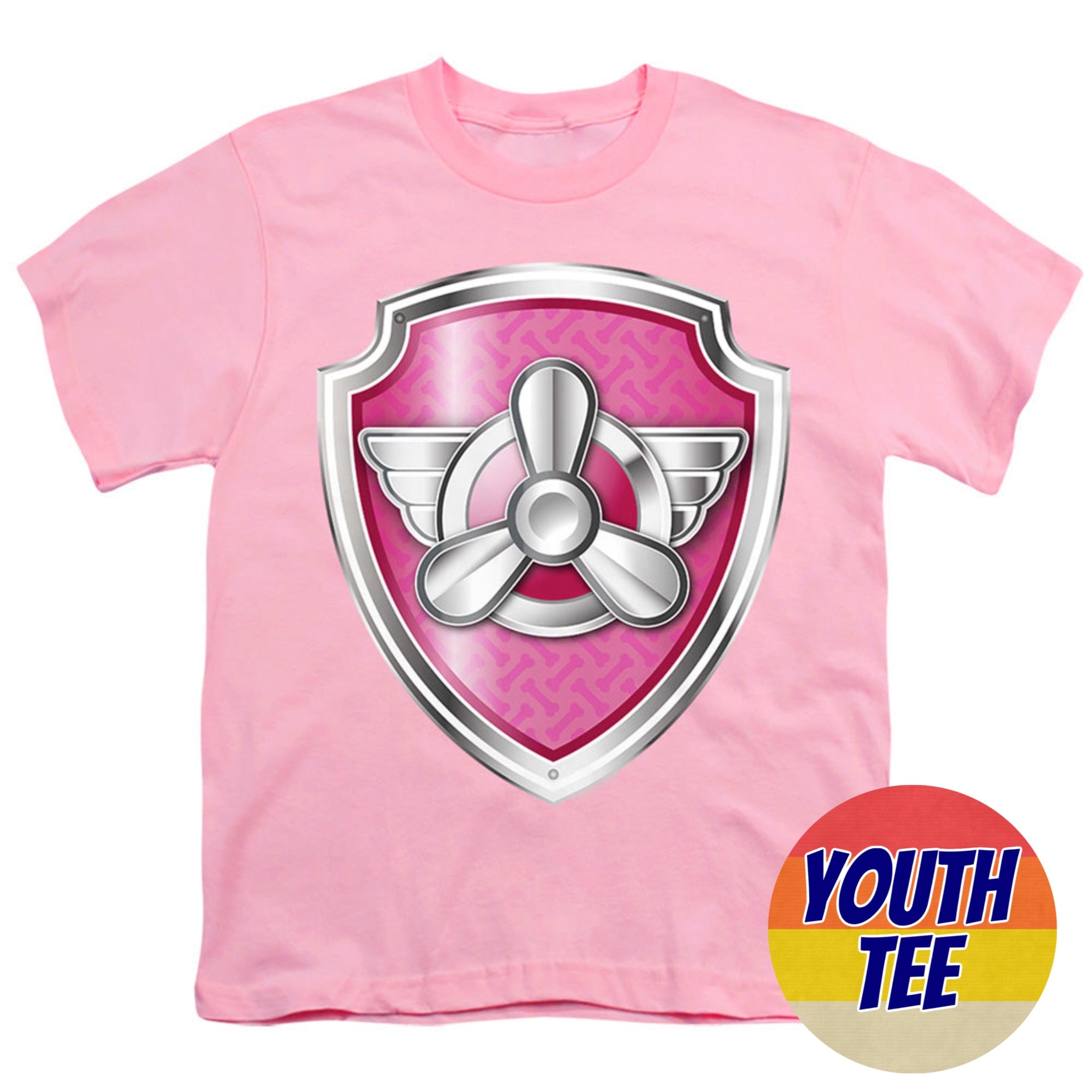 Youth Paw Patrol Skye Badge T-Shirt | Blue Culture Tees