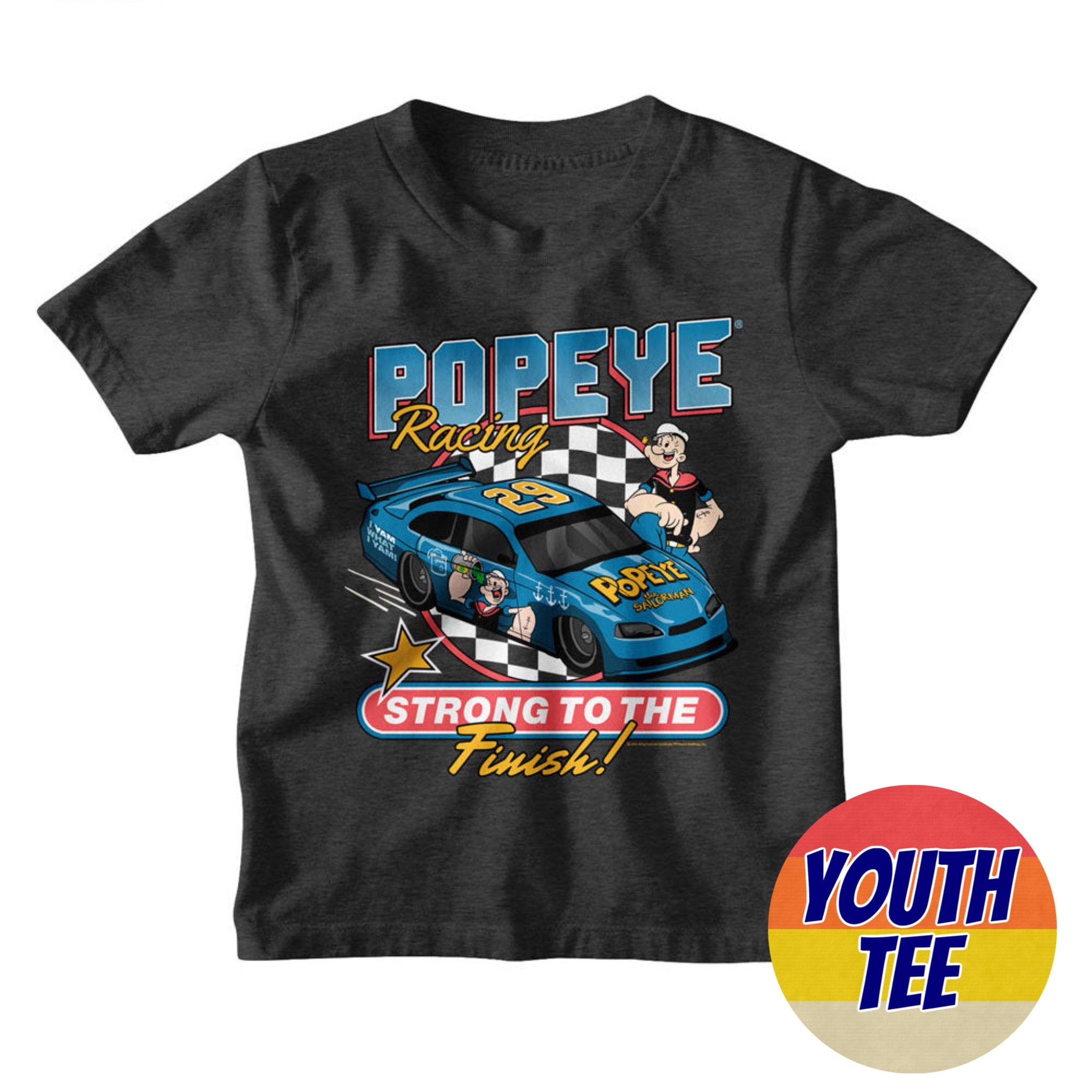 Youth Popeye Strong To The Finish T-Shirt | Blue Culture Tees 