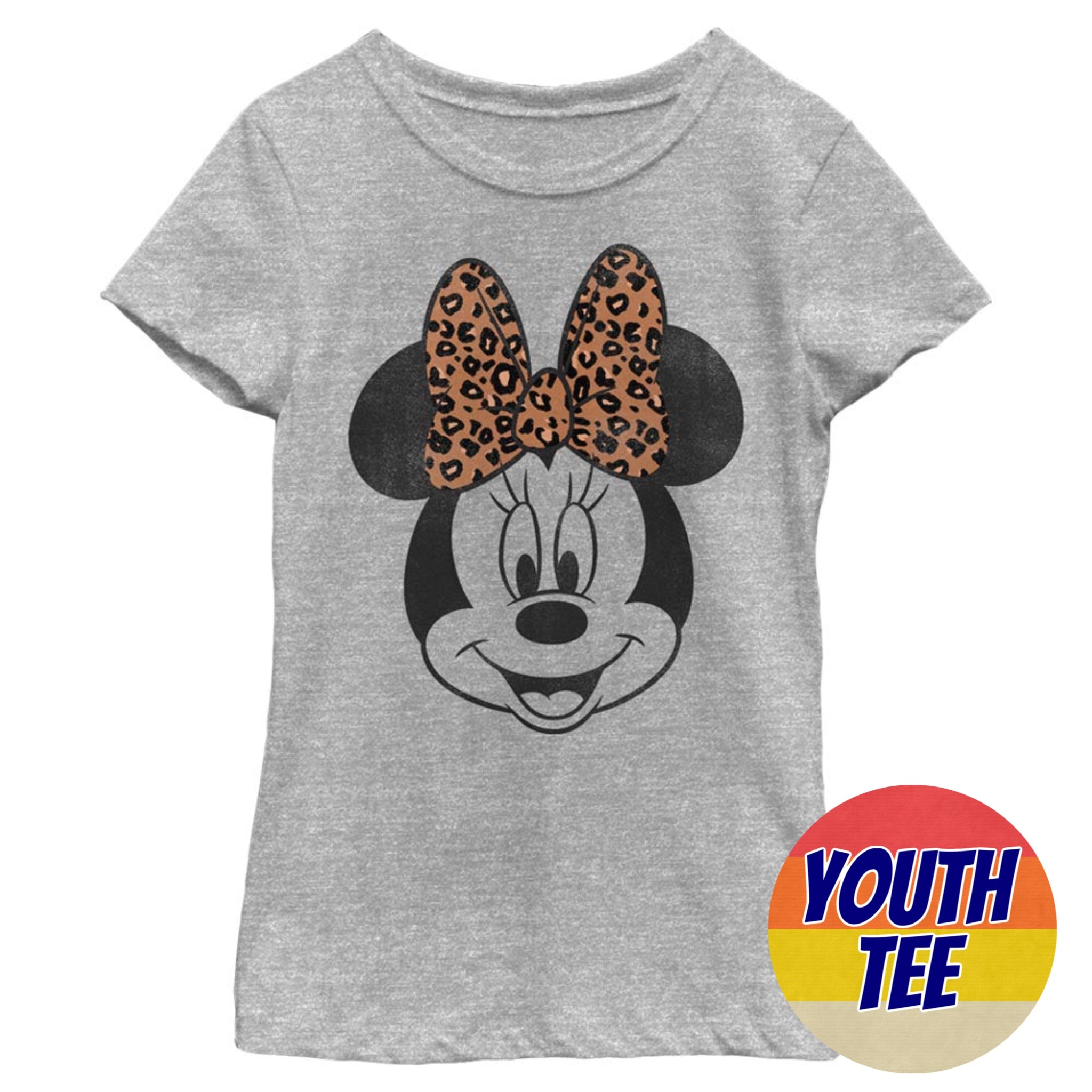 Girl's Disney Minnie Mouse Cheetah Print Bow T-Shirt | Blue Culture Tees