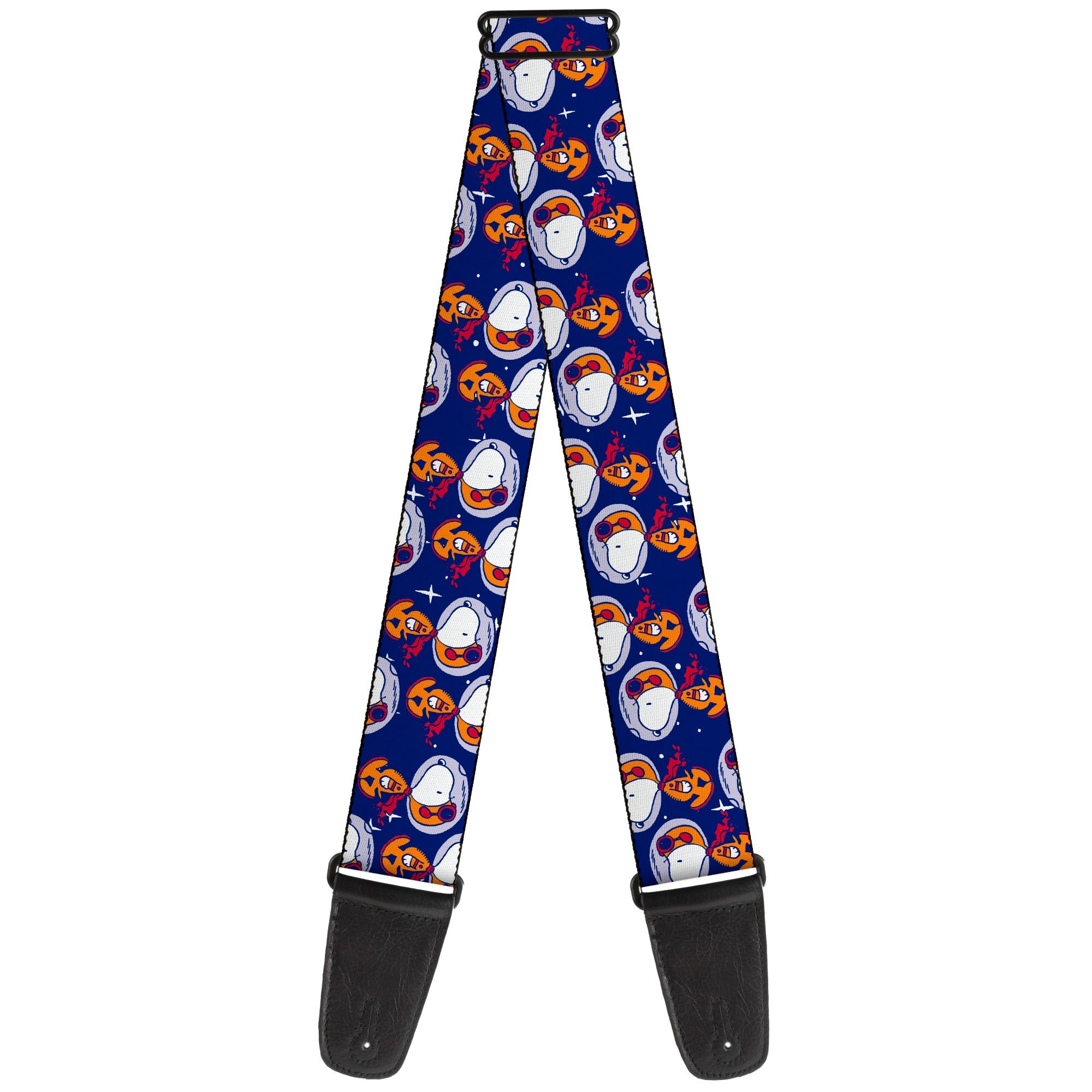 Guitar Strap - Peanuts Astronaut Snoopy Walking Pose Scattered Blue/Orange