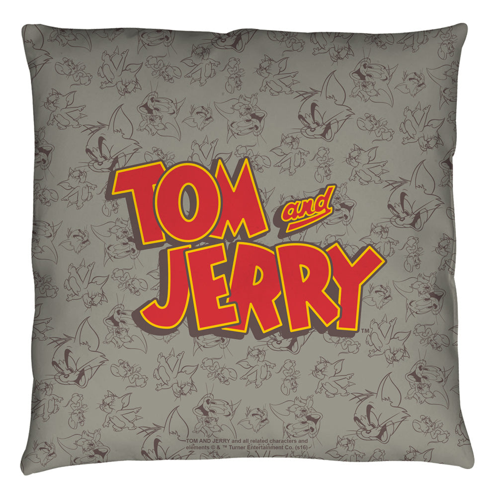 Tom and Jerry Logo Throw Pillow | Blue Culture Tees