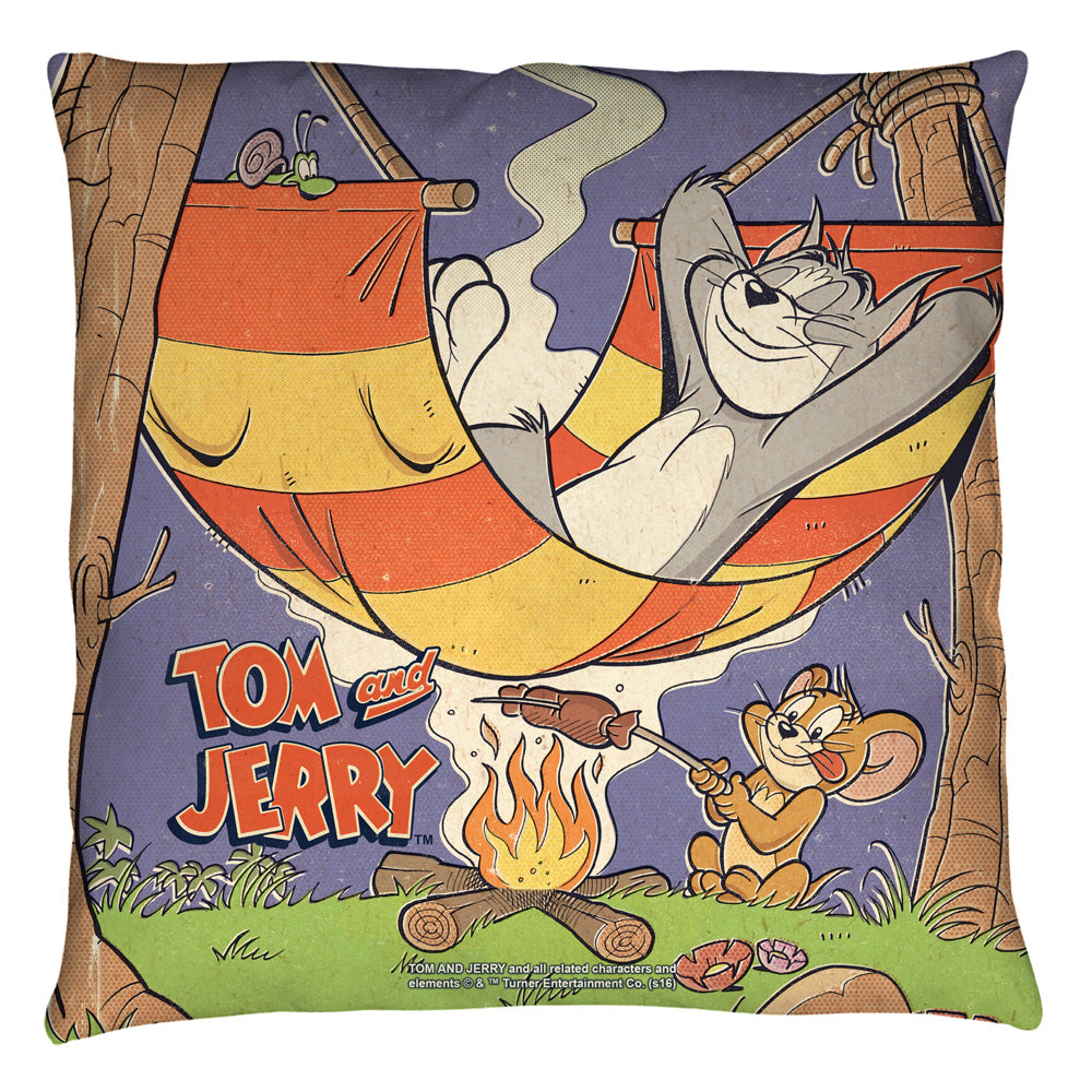 Tom and Jerry Rest and Relaxation Throw Pillow | Blue Culture Tees