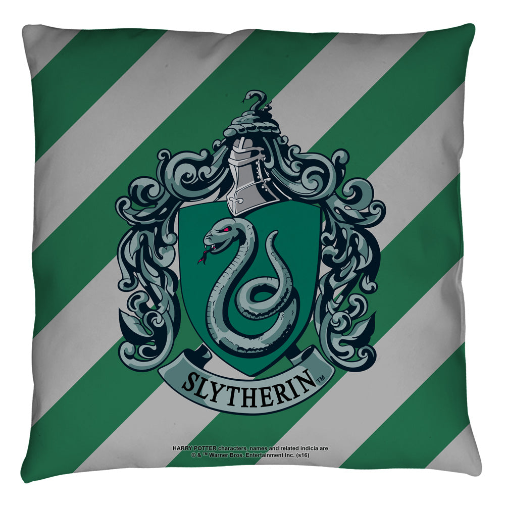 Harry Potter Slytherin Crest Throw Pillow | Blue Culture Tees