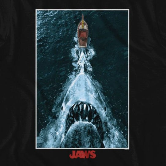 Jaws Shark Chasing Boat Poster T-Shirt