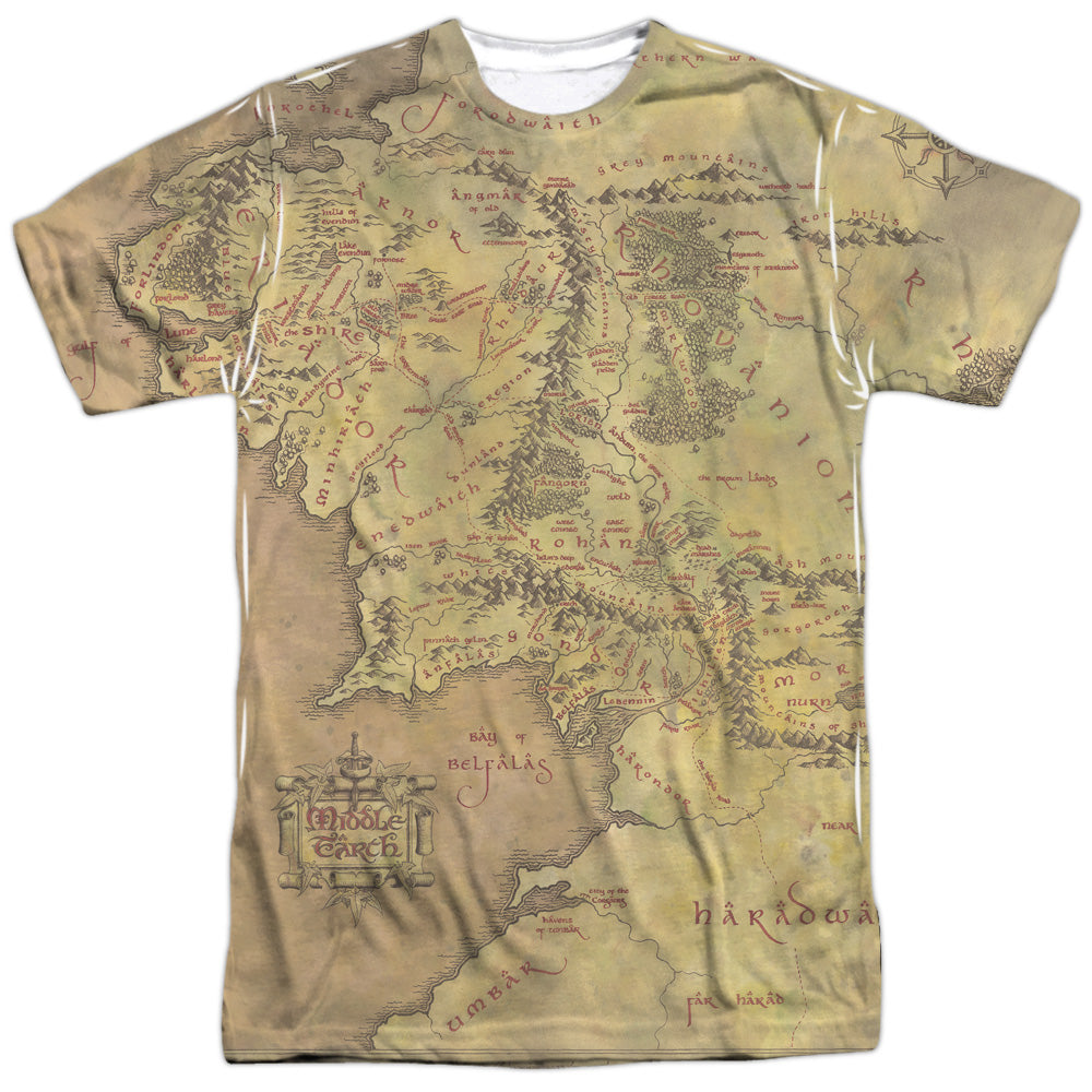 Lord of the Rings Middle Earth Map Sublimated T-Shirt | Blue Culture Tees